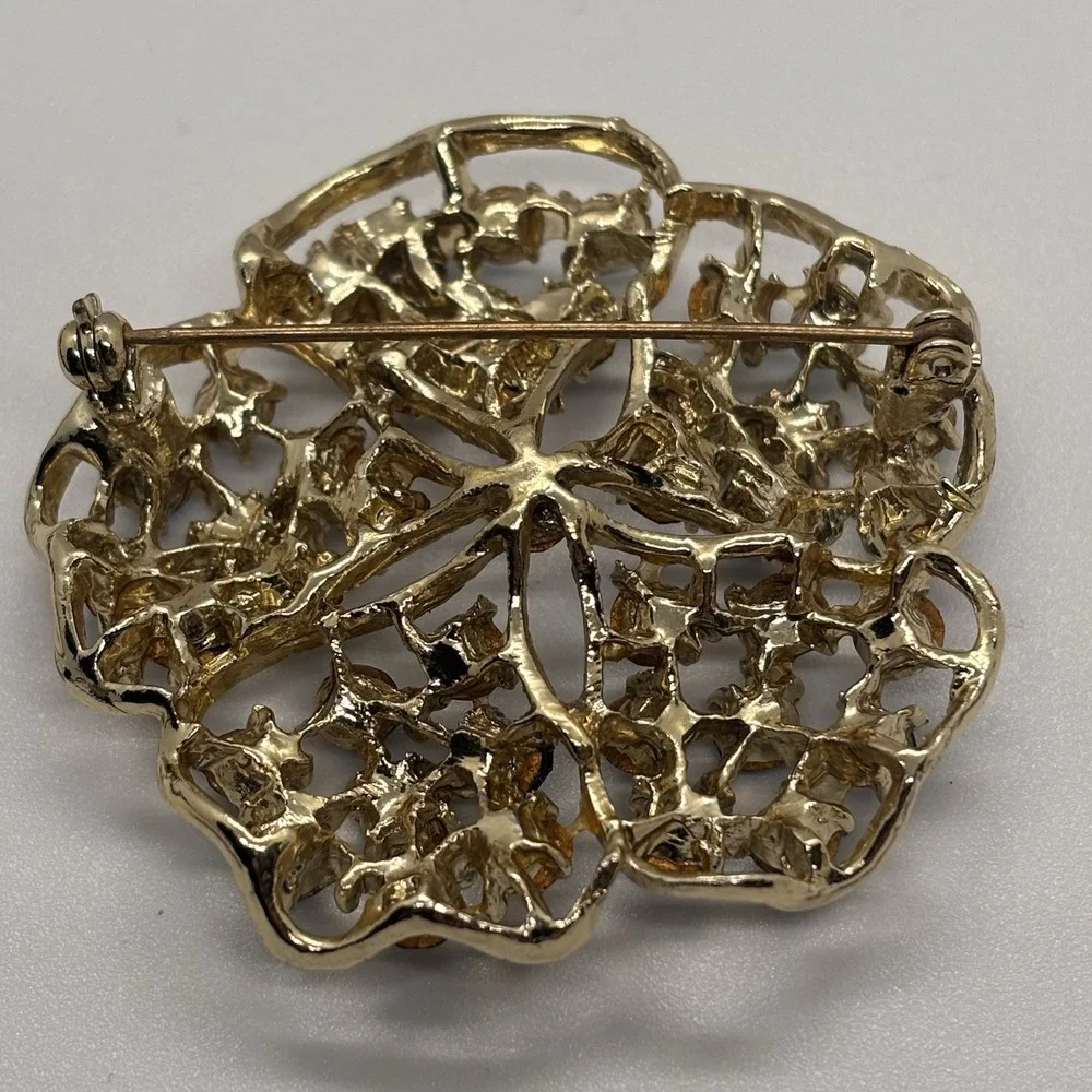 Vintage Brooch Blue Rhinestone Pin Costume Jewelry Retro‎ Statement